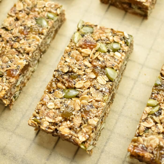 No Bake Apricot Muesli Bars on a baking tray