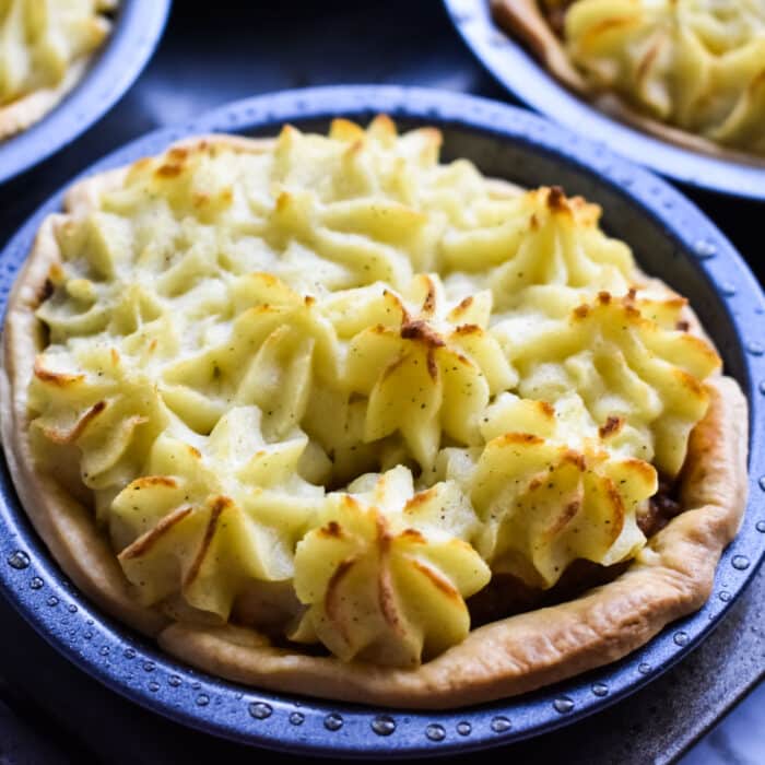 potato top pie in a pie mould